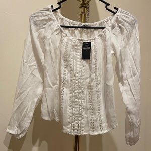 Hollister White Off Shoulder Crop Blouse